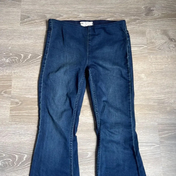 Free People Flare Penny Pull On Denim Jean in Rich Blue - Picture 6 of 13